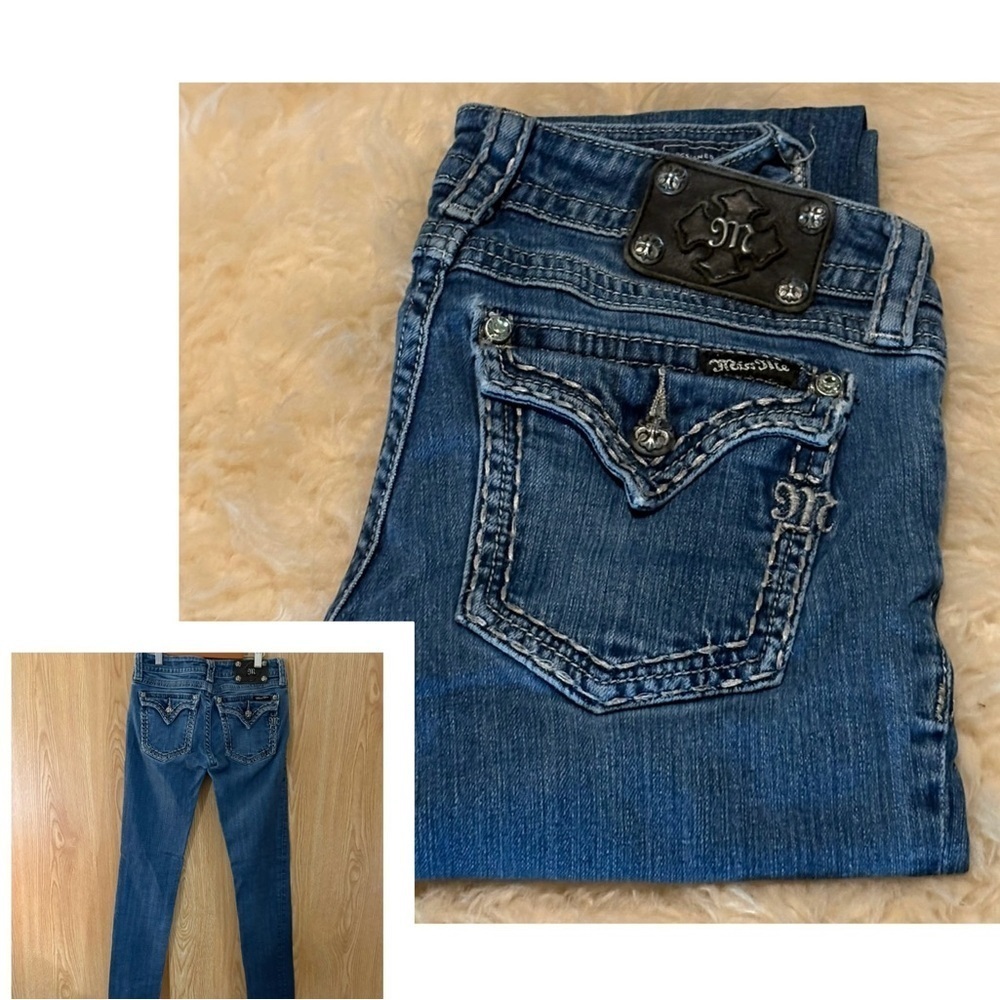 Miss Me Skinny Ankle Blue Embroidered Jeans